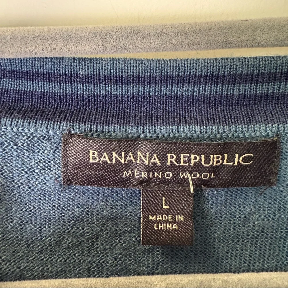 Banana Republic Men's 100% Merino Wool Blue‎ Crewneck Sweater Business Casual L